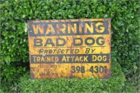 Warning Bad Dog Metal Sign - 18" X 24"