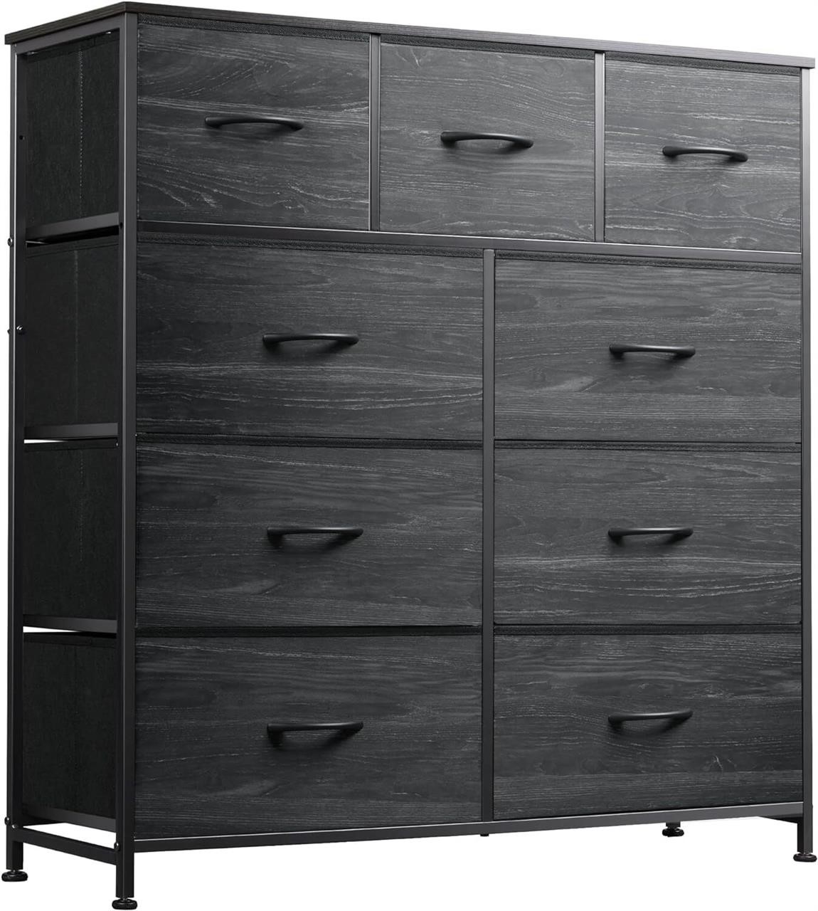 WLIVE 9-Drawer Dresser  Fabric Tower  Charcoal