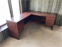 Desk with office supplies- some wear