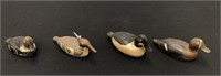 4 Miniature 1950's Painted & Carved Wooden Decoys
