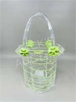 art glass basket - 12" tall