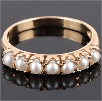 10K YELLOW GOLD WHITE PEARL LADIES RING