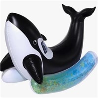 Inflatable ride on orca swim float
