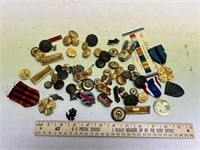 Assorted Military Pins Buttons & Badges