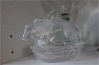 PRESSED GLASS BUNNY DISH