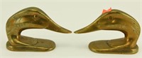 Lot #210 - Pair of heavy brass figural duck