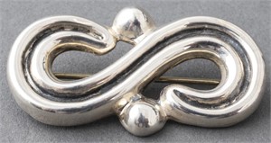 Taxco Mexican Sterling Silver Scroll Form Brooch