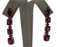 14KT White Gold Woman's Ruby Earrings