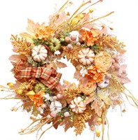 WANNA-CUL 24 Inch Fall Wreath for Front Door with