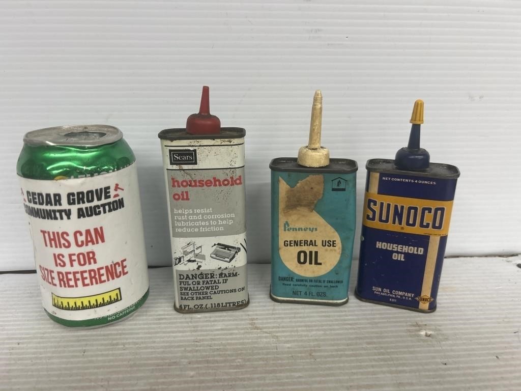 Tin household oil containers