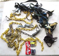Small chain w/binders, light duty ratchet straps