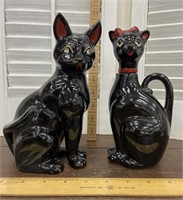 Vintage Black cat bank & vinegar jug