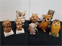 Vintage owl figurines one has a broken foot but