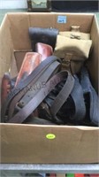 GUN HOLSTERS, AMMO BELTS BOX LOT