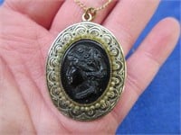 sterling black cameo necklace