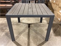 Metal Patio Table with Faux Wood Top