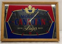 Molson Canadian Mirror Clock 19x13in