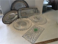 silver trays, cake plates