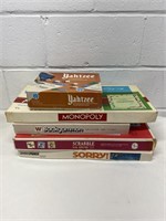 Yahtzee, Monopoly, Sorry, Backgammon, Scrabble VE
