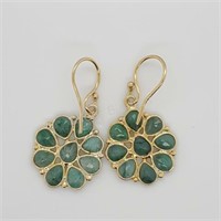 Silver Emerald Earrings $120