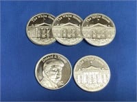 (5) ONE OUNCE DONALD J. TRUMP .999 SILVER ROUNDS
