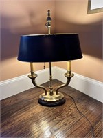 Vintage Brass Bouillotte Lamp w/Black Tole Shade