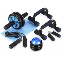 TOMSHOO 5-in-1 Ab Workout Set - Ab Wheel Roller Pu