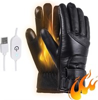 NEW $40 (L) Heated Leather Gloves, USB Rechareable