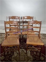 Set of 4 Ladder Back Cane Chairs
