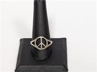 .925 Sterling Peace Symbol Ring Sz 11