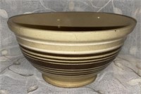 Antique Brown/White Banded Yellow Ware Mixing Bowl