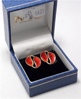 David Anderson Norway Silver Gilt Enamel Earrings