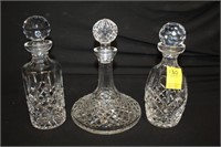 3pc Waterford Decanters tallest 11'