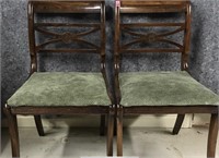 2 LIGHT GREEN UPHOLSTERED CHAIRS