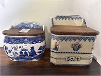 2 porcelain salt boxes