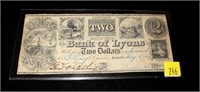$2 Obsolete bank note, Bank of Lyons, New York