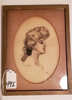 Vintage Framed Art Lady's Silhouette