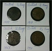 4 British half pennies