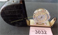 Vintage Sheffield  traveling alarm clock in case