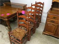 (4) Antique Wicker Seat Bar Back Chairs