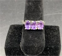Sterling Silver And Amethyst Ring. Size 7.75.