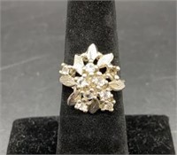 Sterling Silver And CZ Floral Design Ring