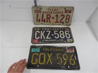 3 US license plates