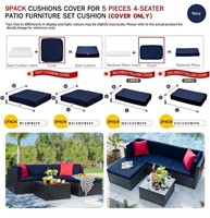 9pc Patio Cushion Covers