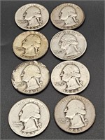 8- 1940's  Silver Quarter Dollars