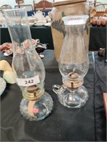 Two antique oil lamps