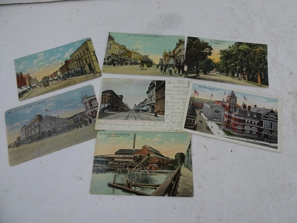 Lot of 7 Oshkosh Wisconsin Antique Postcards