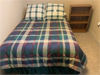 Full Size Bed w/ Bedding & Bookshelf