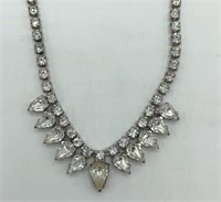 Vintage WEISS CO Teardrop Rhinestone 14" Necklace