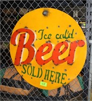 "Ice Cold Beer Sold Here" Sign, Approx. 32" Dia.